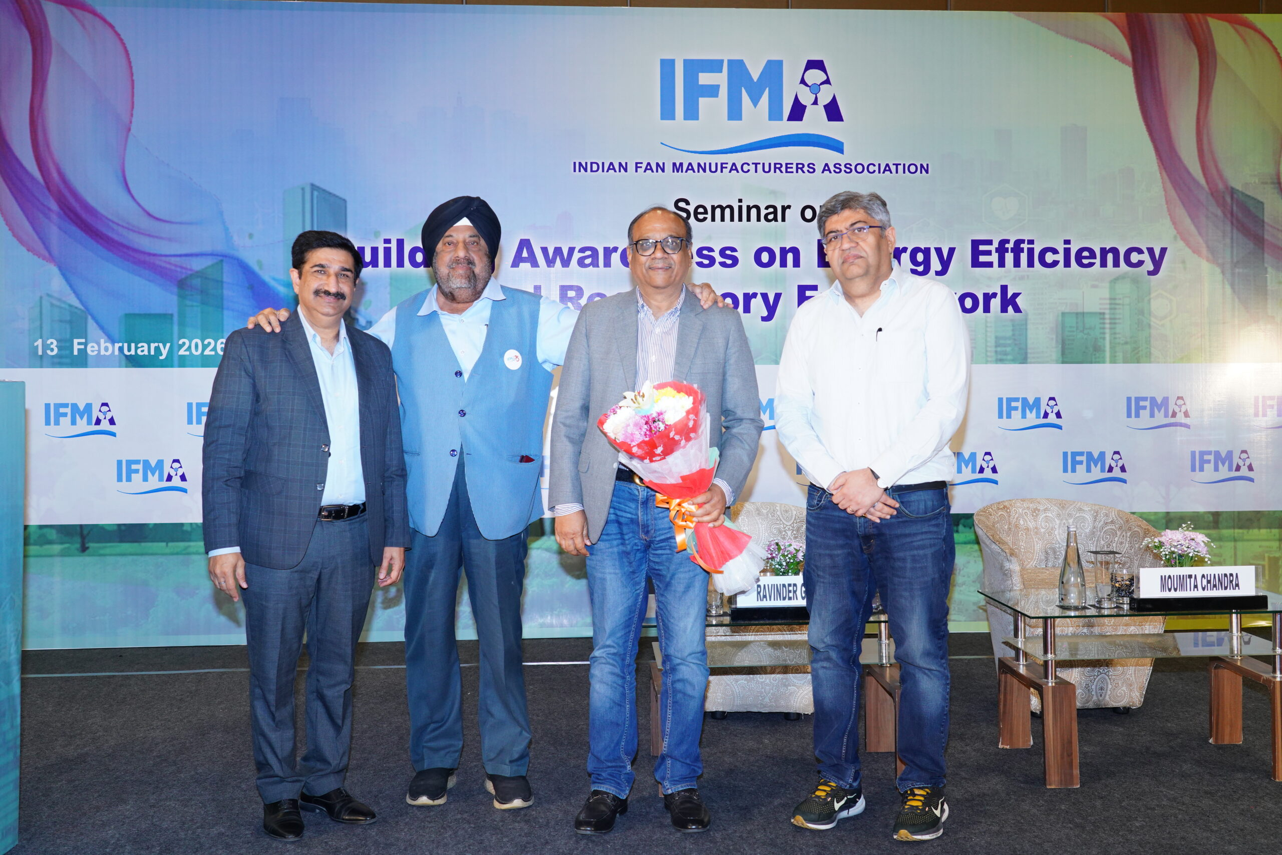 Mr. Gaurav Dhawan, Mr. Hardeep Singh, and Mr. Ravinder Gambhir recognise Mr. Vinay Mansingka’s outstanding contribution to IFMA.
